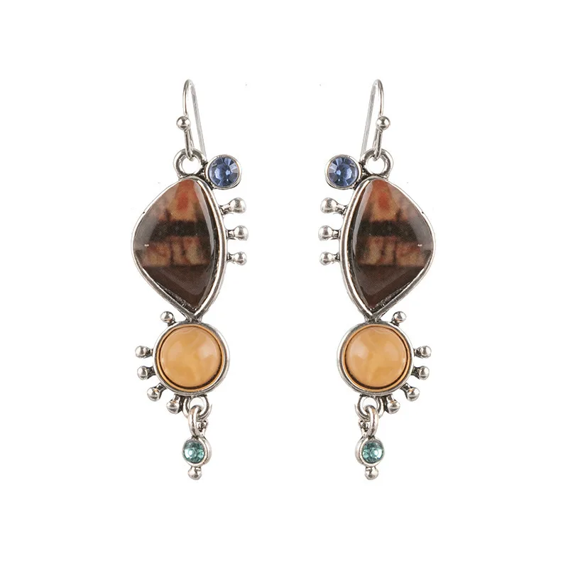 

Vintage Mosaic Crystal Color Drop Earrings Fashion Wedding Earrings Creative Unusual Party Gifts Korean Style 2020 Trend
