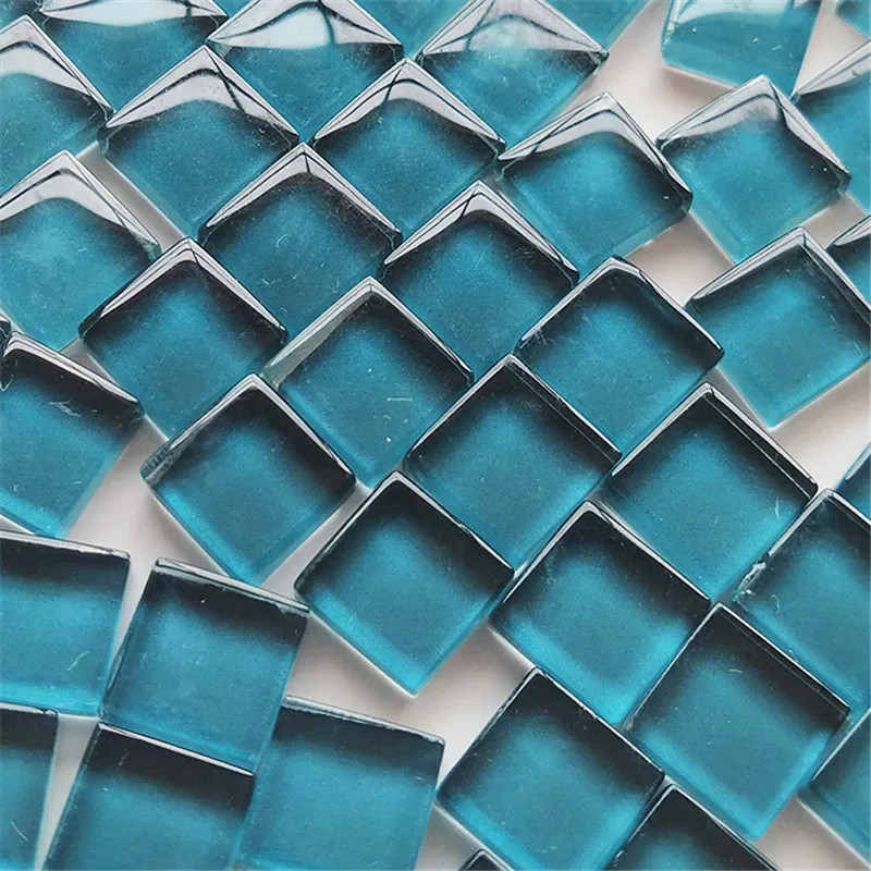 blue green 50 штук 10*10*4 мм цветной Кристальный стеклянный квадратный пазл для детей креативные настольные игры - Цвет: blue green