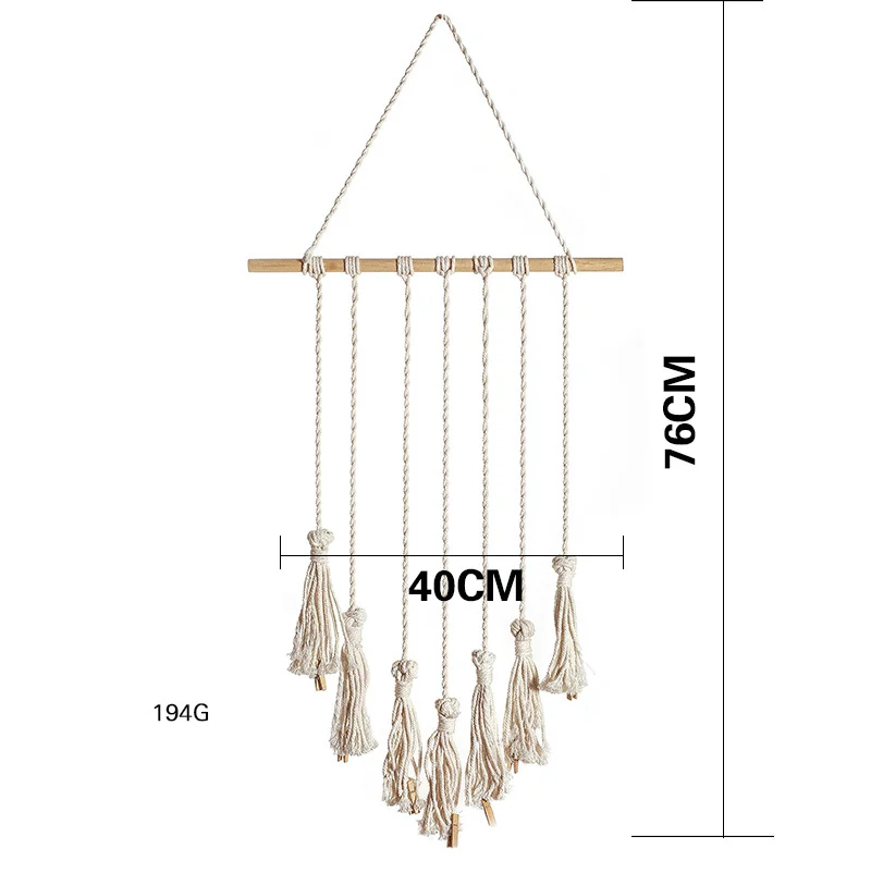 Macrame Woven Wall Hanging Boho Chic Bohemian Home Geometric Art Photos Tapestry Decor with Clips | Дом и сад