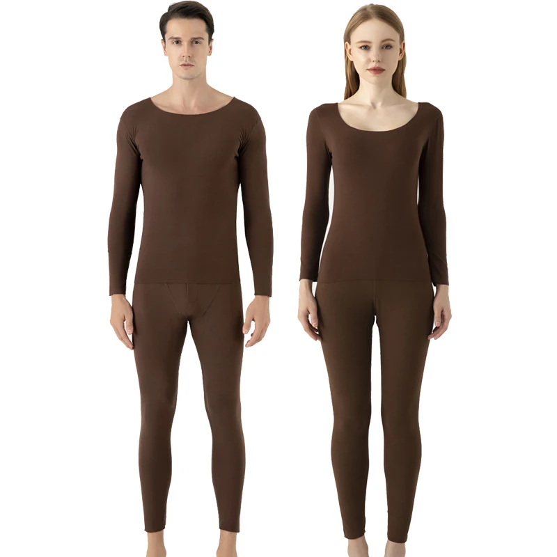 

Winter Thermal Underwear Men's And Women's Suits Double-Sided Frosted Warm Seamless Round Neck Slim Bottomed Shirt Autumn Pants