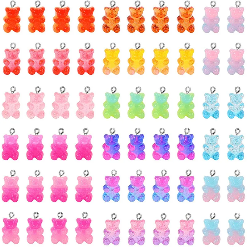 

60 Pcs Mixed Cute Bear Charm Pendants, Gummy Resin Bear Charms Pendants, Bear Necklace Charms DIY Jewelry Making Pendants