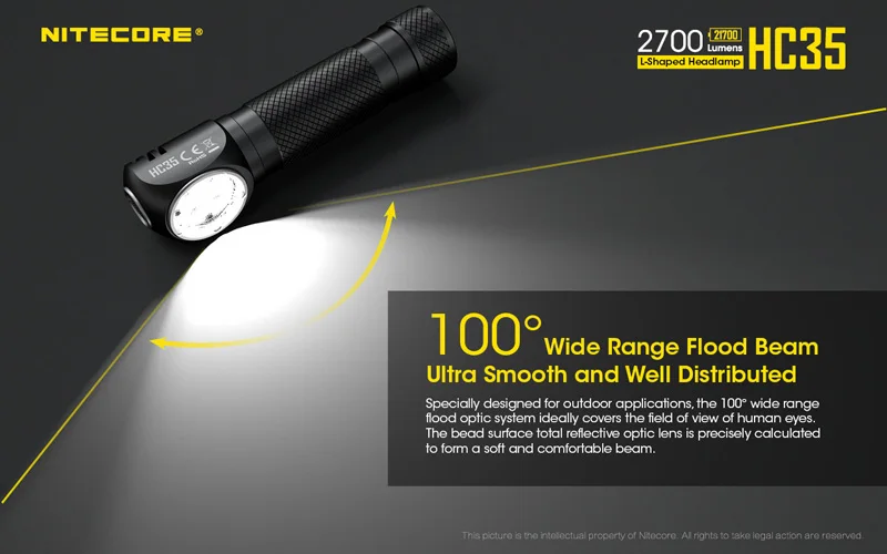 Белый 2700 люмен Nitecore HC35 4 x CREE XP-G3 S3 светодиоды следующего поколения 21700 Г-образный налобный фонарь с аккумулятором 4000 мАч - Испускаемый цвет: Белый