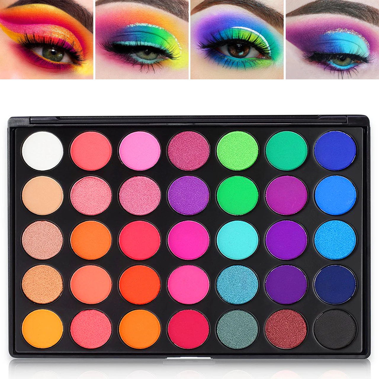 

DE'LANCI Colorful Eyeshadow Palette 35 Colors Rainbow Bright Matte Shimmer Makeup Pallete Long lasting High Pigment Silky Powder