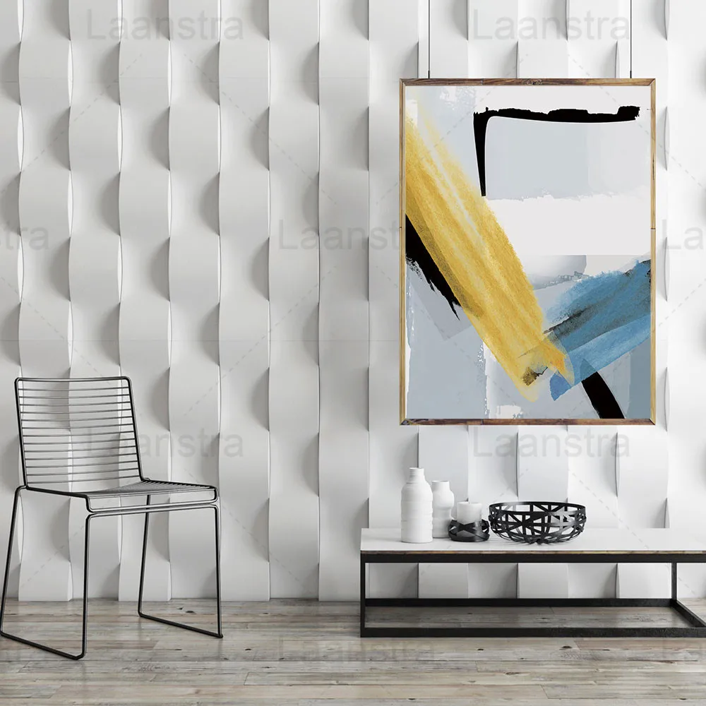 

Abstract Home Decoration Painting Gray Shading Blue Yellow Brush Feeling Living Room Wall Art Canvas Poster Bedroom Coffee Shop