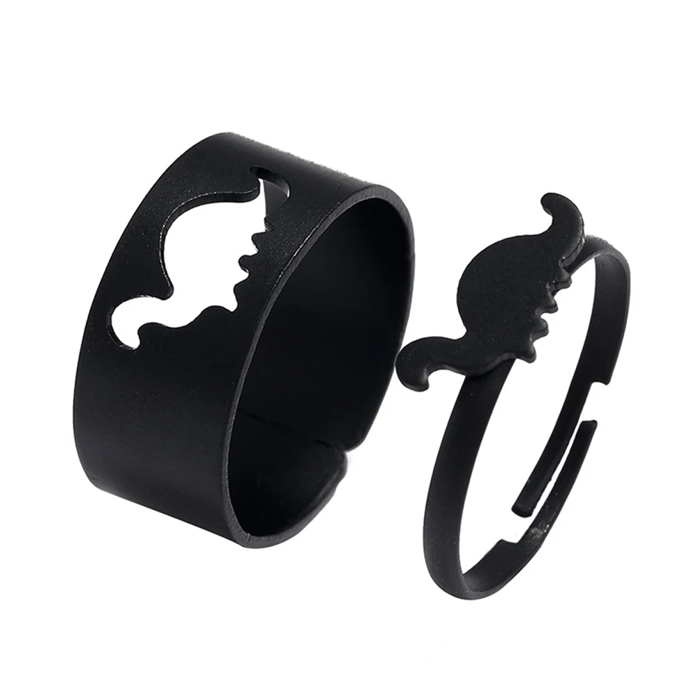

1Set/2Pcs Punk Gothic Style Black Dinosaur Couple Ring Open Set Vintage Matching Jewelry Adjustable Rings For Women Gift