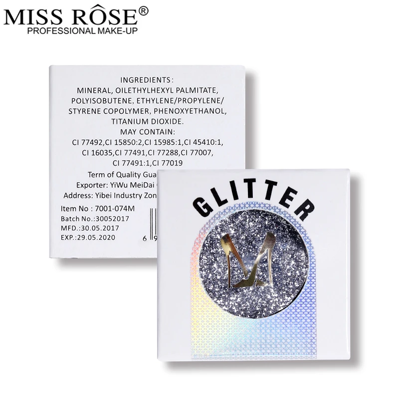 Miss Rose прессованные блестящие тени для век Палитра одного цвета Металлик Радуга