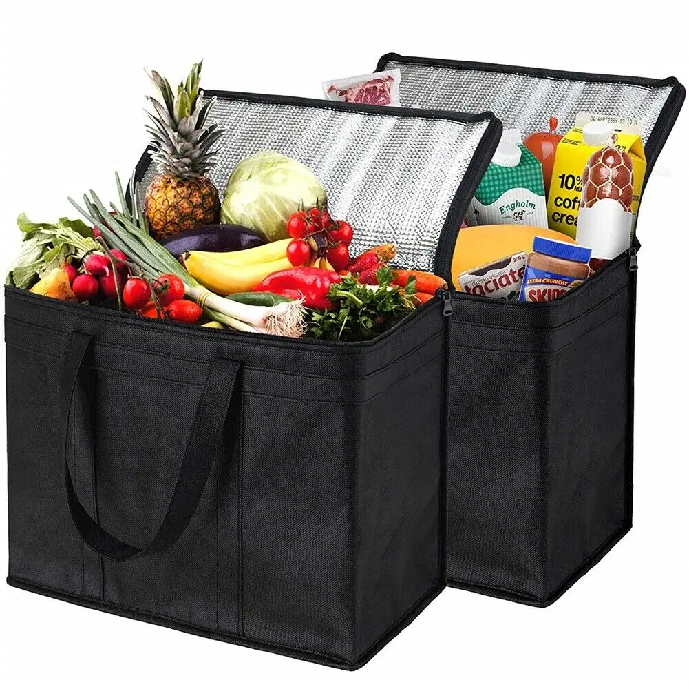 

2 Pcs 33x20.5x35.5cm Cooler Bag Car Ice Pack Picnic Large Black Takeaway Insulation package thermo Therma Bag Refrigerator