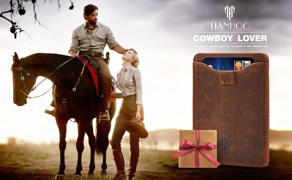 Маленький держатель для кредитных карт мужчин из натуральной кожи id card clip