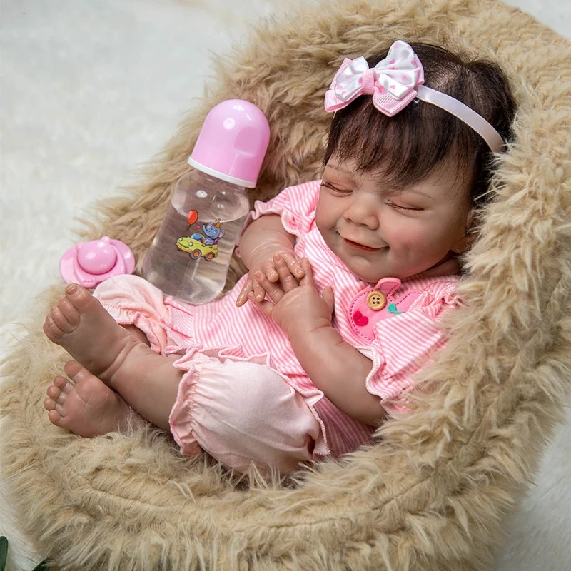 

18In Eyes-Close Realistic Baby Girl Doll with Pacifier Lifelike Newborn Doll Caucasian Sleeping Reborns Educational Gift