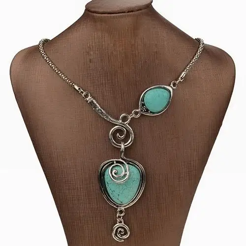 

vintage fashion Bohemian Charm Heart Bib Collar Statement Kolye Pendant Necklace Collares Women Jewelry