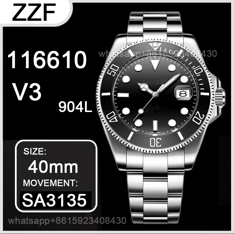 

Men's Mechanical Watch Submariner 116610 Green/Black Clean v3 Ceramic 904L Steel 1:1 Best Edition Blue Spring VS3135 Watch
