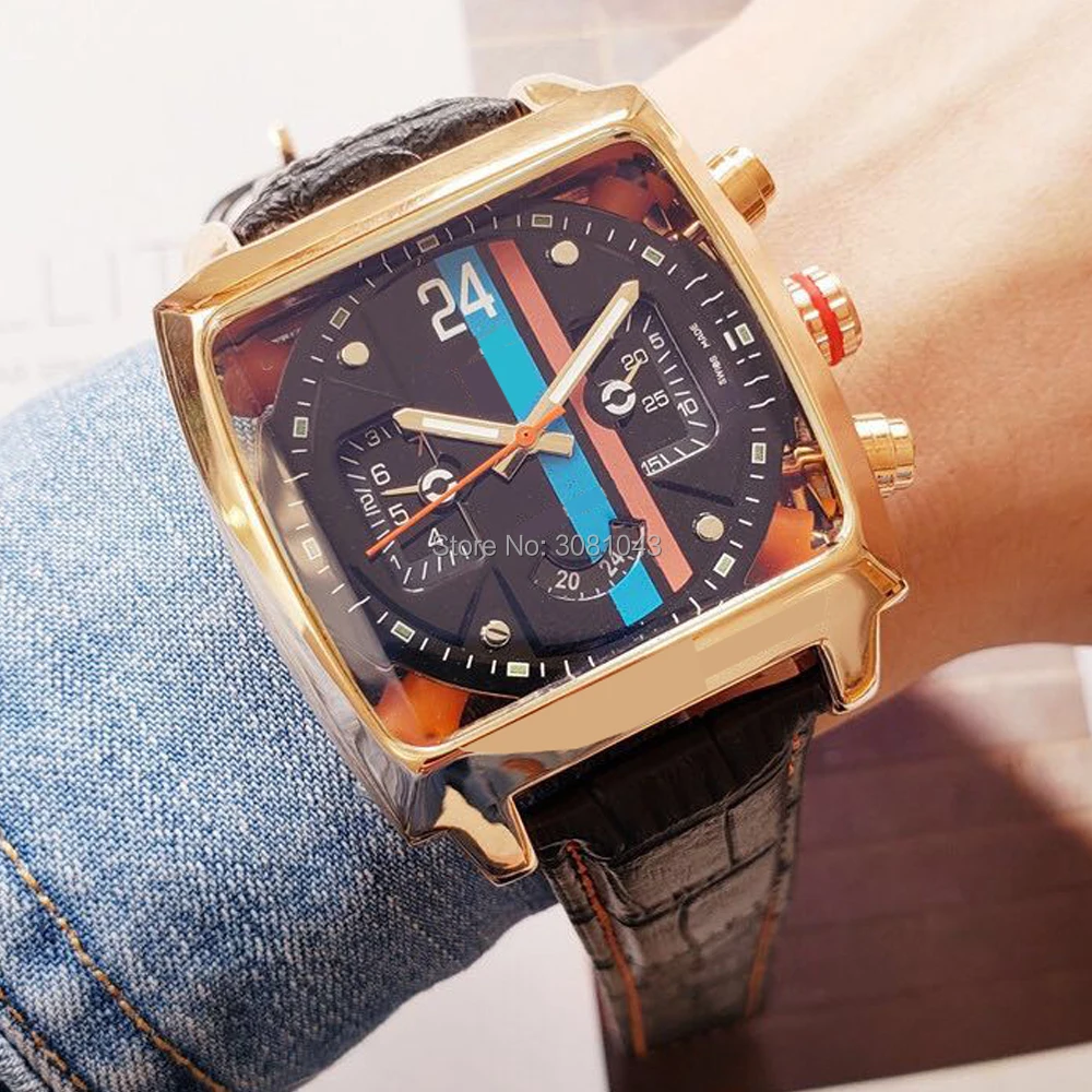 2020 Новое поступление мужские механические наручные часы модные трендовые кожаный мужской