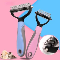 pets fur knot cutter dog grooming shedding tools pet cat hair removal comb brush double sided pet products comb for cats