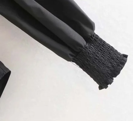 Женская Стильная черная блузка на одно плечо с длинным рукавом Однотонная