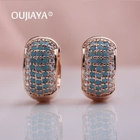 oujiaya luxury natural zircon drop of turquois jewelry round 585 rose gold wedding dangle earrings elaborate birthday gift a12