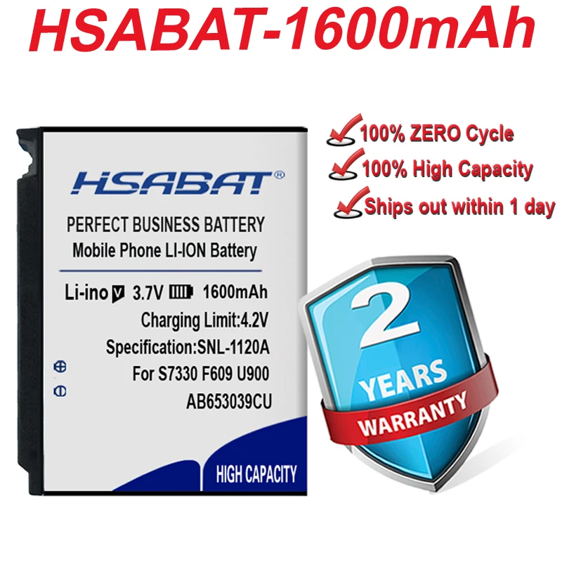 Аккумулятор HSABAT для Samsung U900 E958 S7330 F609 U800E 1600 мАч AB653039CU|Аккумуляторы мобильных