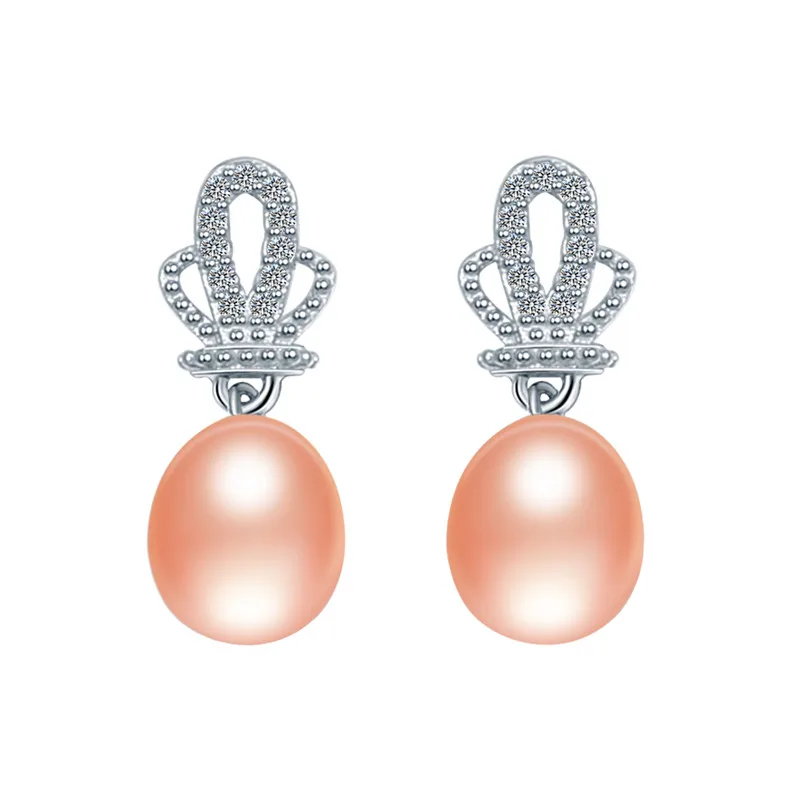 Dainashi 925 Sterling Silver Zircon Crown Fashion Drop Earrings 100% Genuine Natural Freshwater Pearl for Women | Украшения и