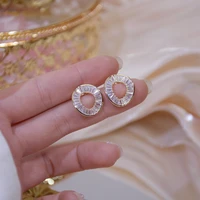 2021 new fashion korean style round earrings ladies luxury jewelry wedding party irregular girl exquisite crystal earrings