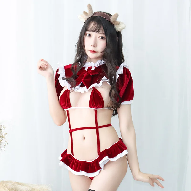 

Christmas Fun Lingerie Women's Charming Suit Winter Uniform Tempting Girl Jumpsuit Christmas Gift for Girlfriend