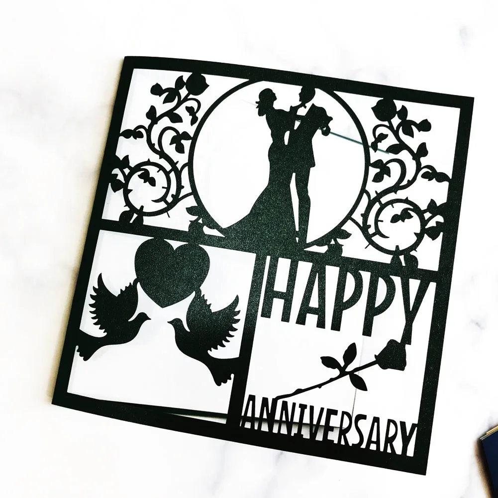 

25PCS Laser Cut White Wedding Invitations Happy Anniversary Pearl Paper Embellishments Wedding Invites Free Shipping