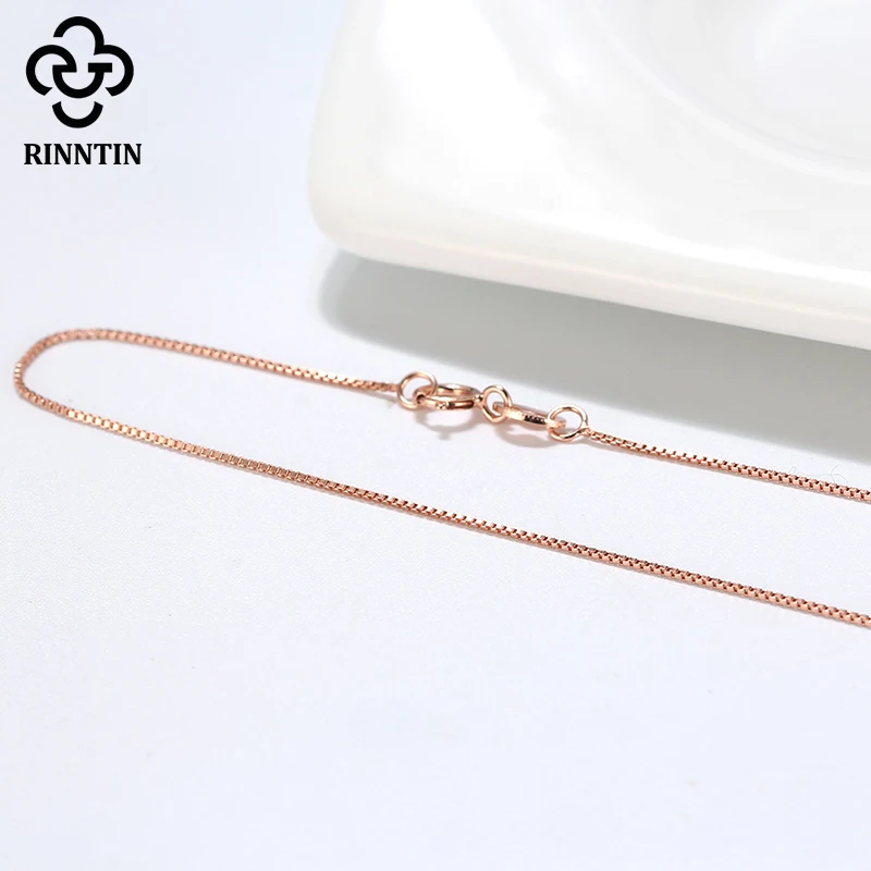 Rinntin 925 стерлингового серебра коробка якорная цепь цепи ожерелье для женщин и