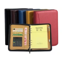 a5 a6 b5 pu leather notebook with calculator binder spiral zipper note book notepad business manager folder