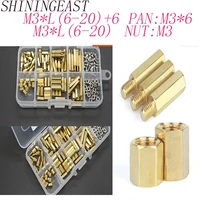 120pcslot m3l6 206 hex brass spacer male to female standoffs stud stainless steel screw nut with box assortment kits 78