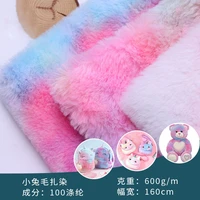 faux fur rainbow gradient tie dye fabric rabbit fur kennel school bag toy pillow fabric