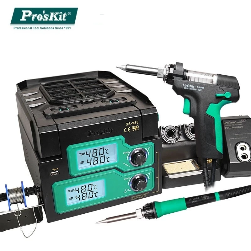 

Pro'sKit Φ Pump с дымовым выхлопным паяльником, очиститель наконечников, обновление от SS-988