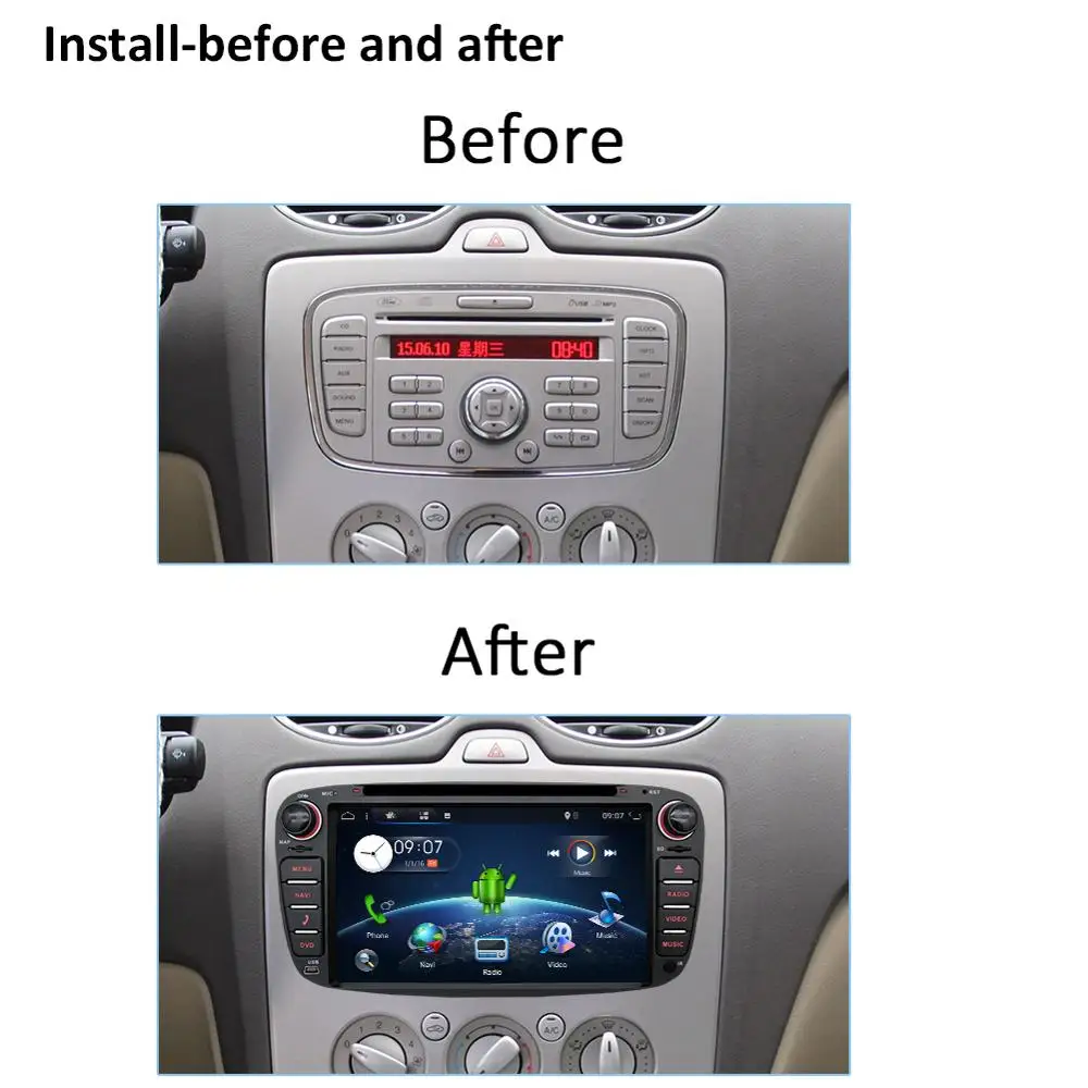 Bosion 2 din Android 10 0 четырехъядерный автомобильный dvd-плеер GPS Navi для Ford Focus/ Mondeo/S-Max