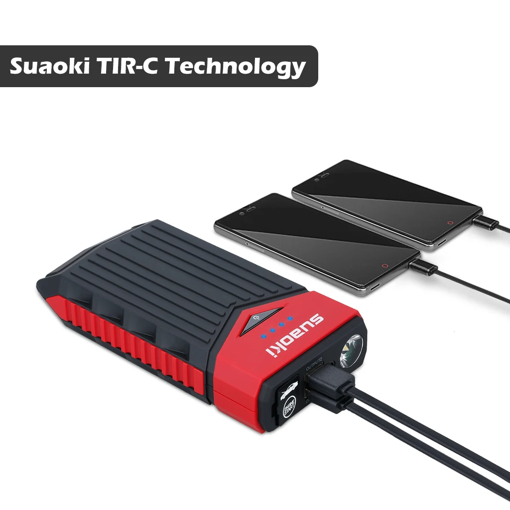 Suaoki T10 3 в 1 автомобиль скачок стартер светодиодная вспышка Двойной USB телефон зарядное устройство банк питания аккумулятор Портативный 12000 мАч 400A стартер