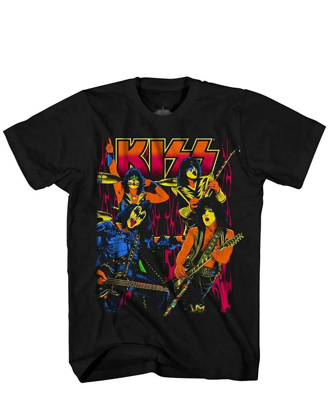 Kiss Lectrick рок н ролл Классическая неоновая Ретро Мужская футболка с графическим