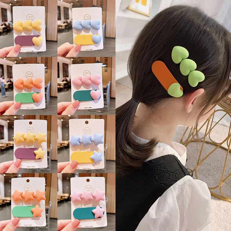 

2PCS Hairpins Love Hair Clips Star Hair Clips Korean Version Barrettes for Girls Fashion Kids Hair Accessories Headwear