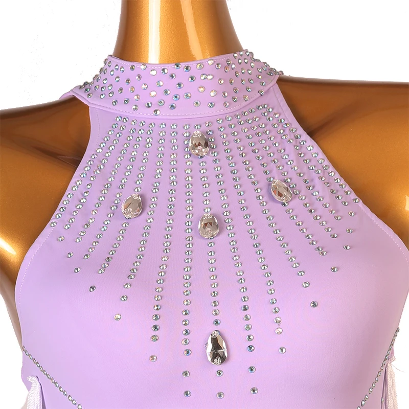 Женское платье для латиноамериканских танцев с бахромой и открытой спиной