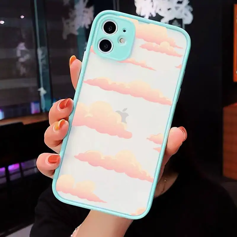 

Cartoon rainbow cloud cute luxury Phone Cases funda matte transparent For iphone 7 8 11 12 plus mini x xs xr pro max cover