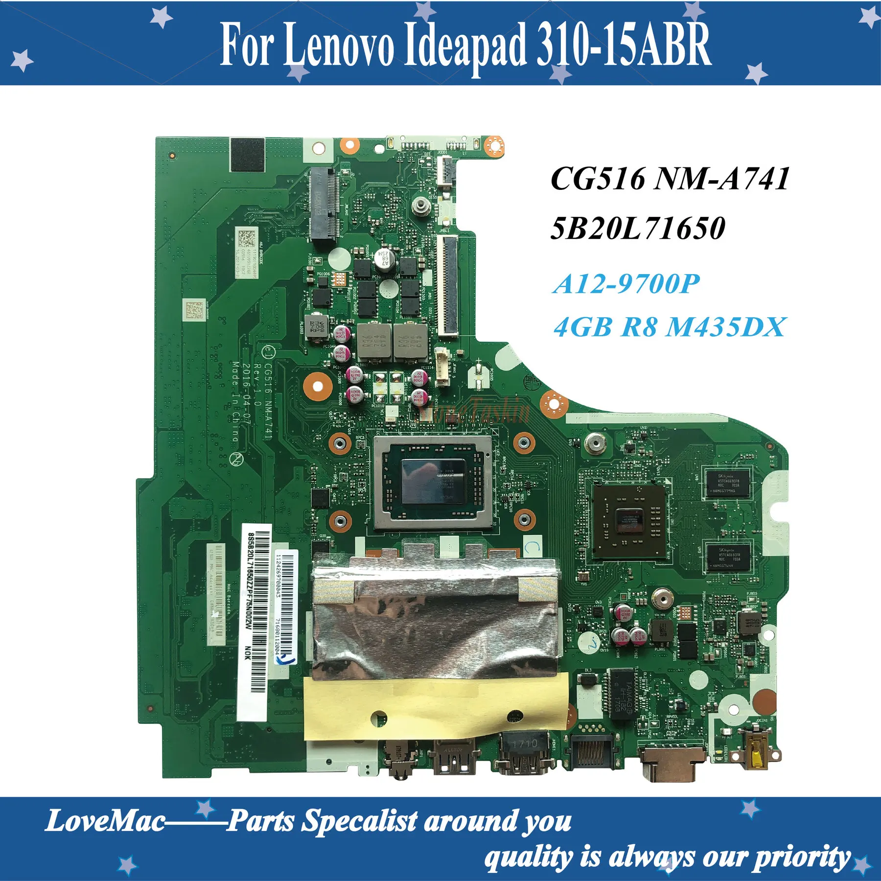 Высокое качество FRU 5B20L71650 для Lenovo Ideapad 310-15ABR материнская плата CG516 NM-A741 A12-9700P 4 Гб R8