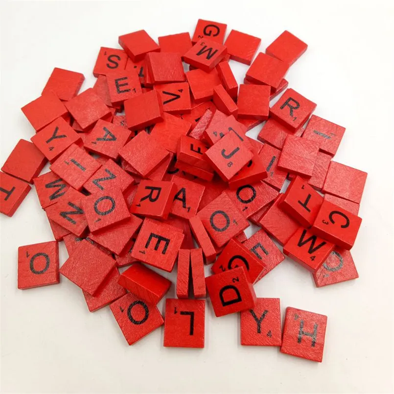 100 деревянные алфавиты Scrabble плитки черные буквы цифры резьба по дереву Valuabe