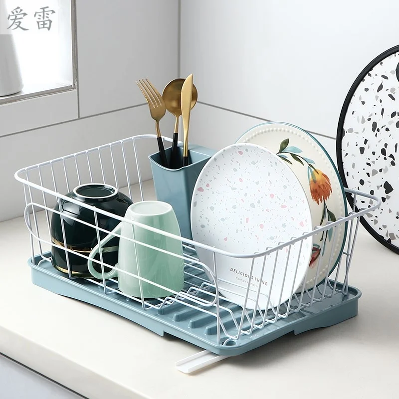 

Iron Kitchen Dish Drying Rack Tableware Drainer Storage Basket Shelf Forks Bowl Plate Dishes Holder Drainer Sink Organizer