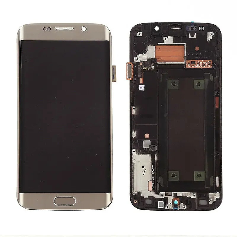 Gold with Frame AMOLED ЖК дисплей для SAMSUNG Galaxy s6 edge G925U G925F сенсорный экран дигитайзер дисплей красный гореть - Цвет: Gold with Frame
