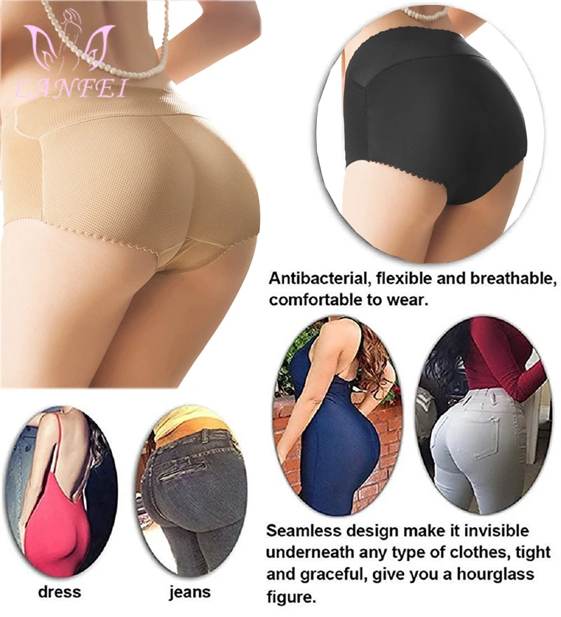 LANFEI стыковой Кнопка стеклоподъемника штаны Body Shaper трусы с эластичным поясом для Для женщин сексуальный увеличивающая подкладка для ягодиц Shapingwear дышащие нижнее белье с подкладками