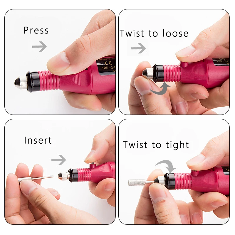 

1 Set Electric Nail Drill Machine UV LED Gel Polish Remover Pedicure Drill Pen With 6 Bits Milling Nail Art Manicure Tool