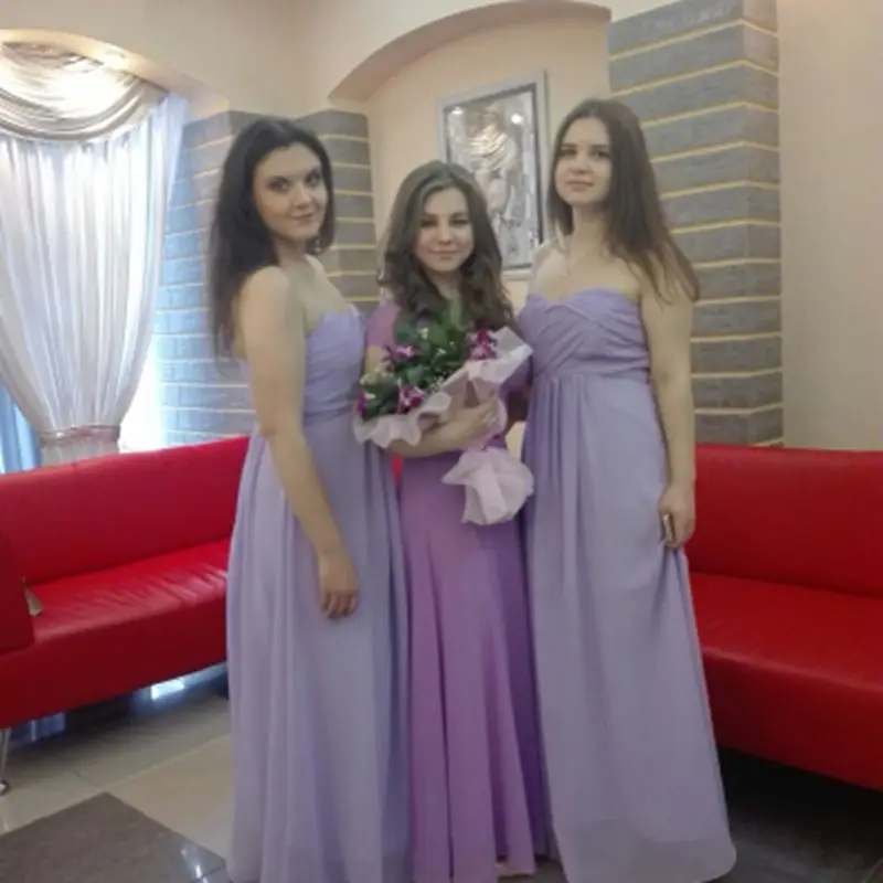 

Popodion strapless plus size bridesmaid dresses long for wedding guests sister party dress chiffon prom dresses ROM80107