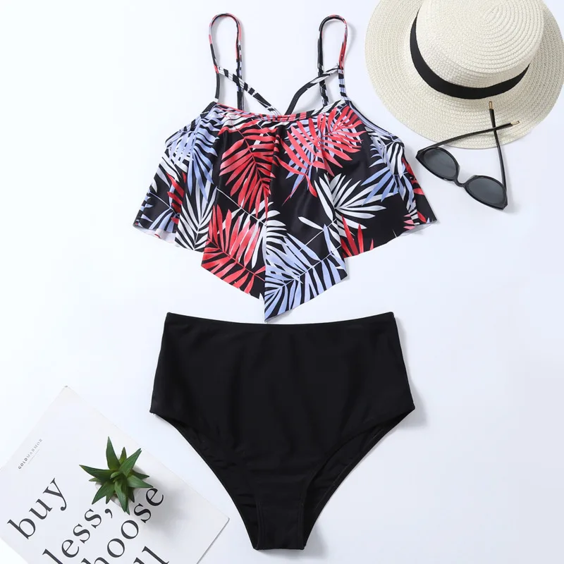 

Sexy High Waisted Women's Large Swimsuits Female Beach Bikini Push Up Plus Size Swimwear Bikinis Set Swim Bather Bathing Suit