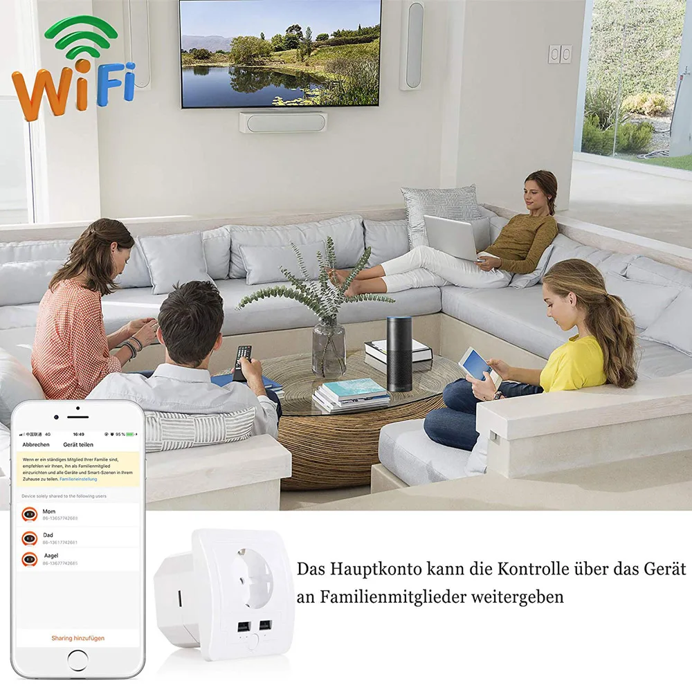 UseeLink умная настенная розетка 16A EU с USB WiFi Разъем питания работает Alexa Google Home IFTTT без