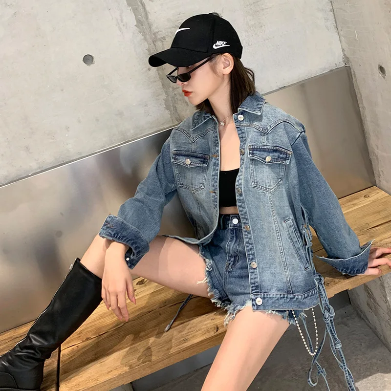 Новинка 2020 шикарная женская сексуальная куртка с открытой спиной и шнуровкой