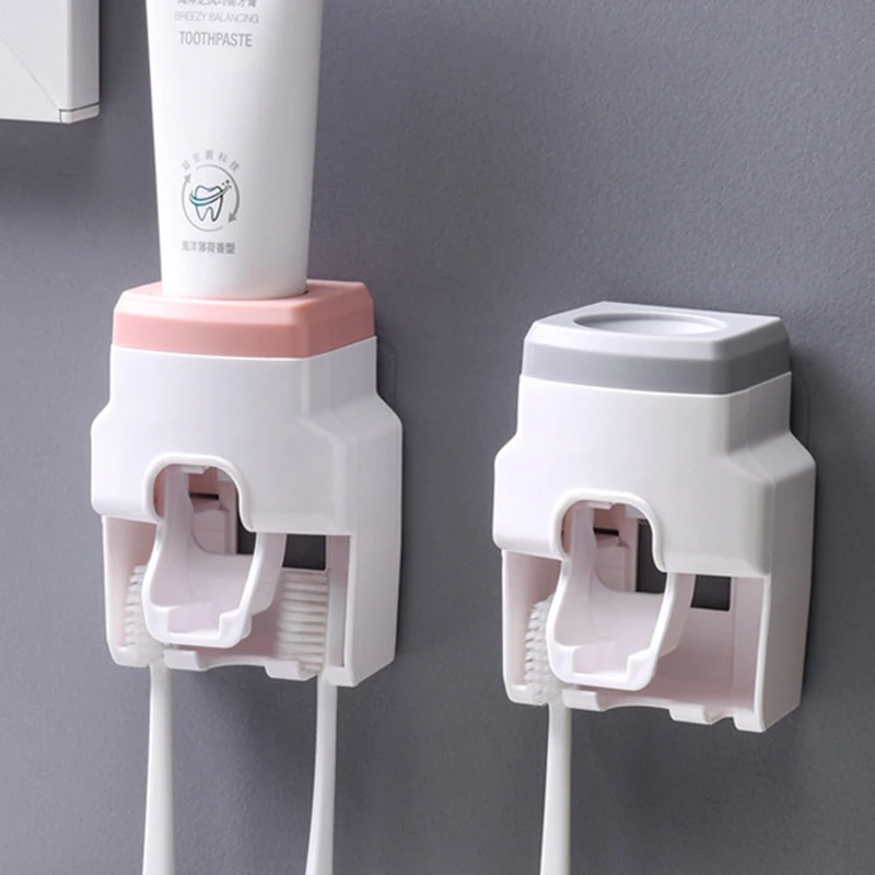 

Automatic Toothpaste Dispenser Wall Mount Toothbrush Holder Toothpaste Squeezer For Toilet Home Bathroom Accessorie Plastic 2021