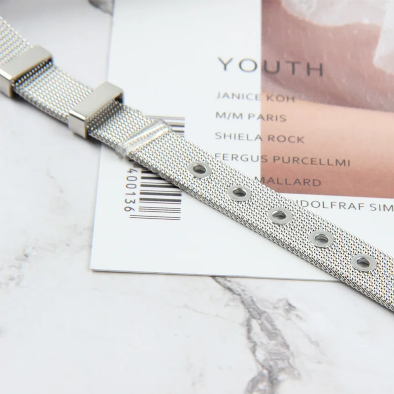 

Fashion Grid Stainless Steel Bracelet Unisex Adjustable Metal Jewelry High Quality Simple Couple Bracelet Jewelry