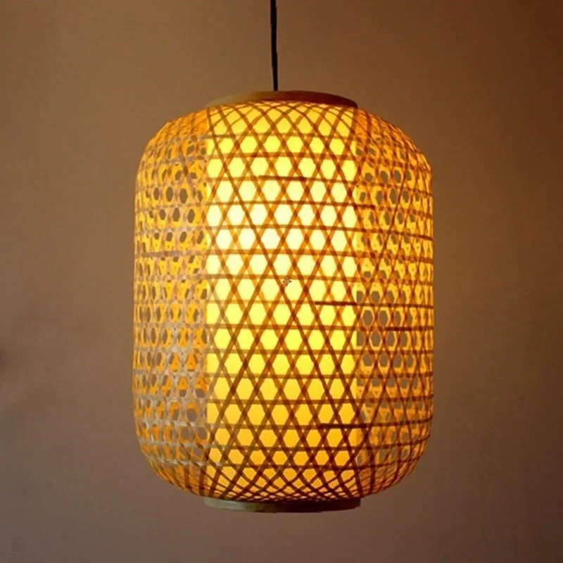 Kopen Bamboe Rieten Lantaarn Hanglamp Armatuur Azië Rustieke Japanse Opknoping Lamp Avize Luminaria Indoor Home Eetkamer Restaurant