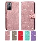 Чехол для Xiaomi Redmi Note 11 Pro, кожаный чехол для Xiaomi Redmi Note 10, 9, 8 Pro, 9A, 9C, 9T, 8A, откидной бумажник, чехол для телефона со стразами