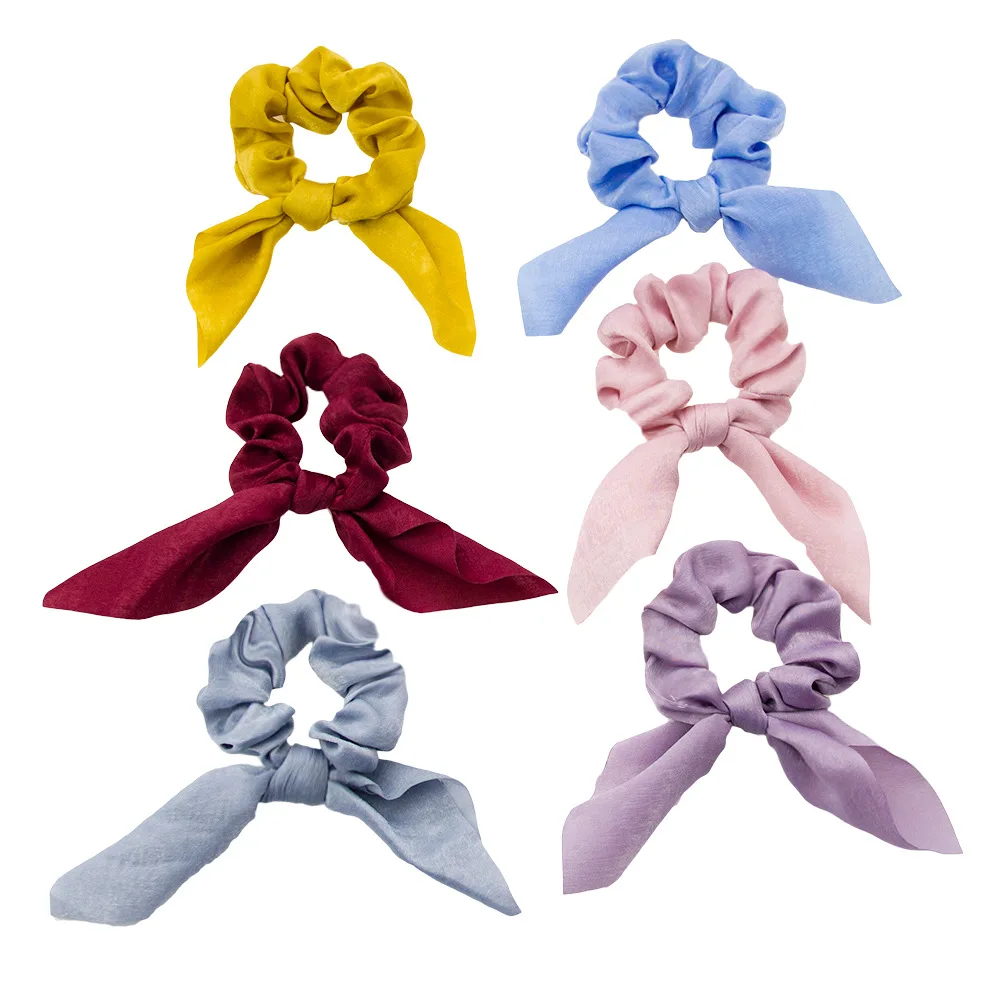 

hot Sale 1pc Simple solid color rabbit ears fashion lady hair ring Scrunchie Elastic Hair Band Hair Ties Rope Hair Accessories
